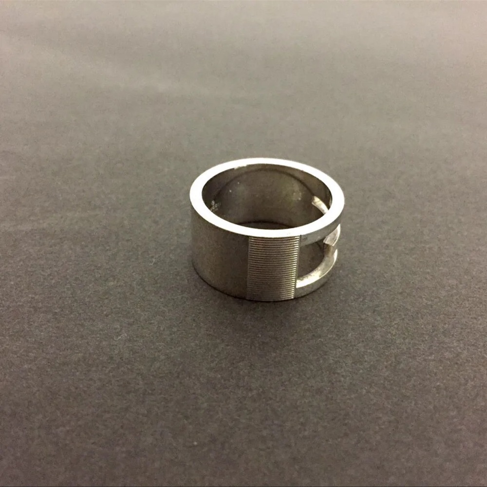 GUCCI G Logo SZ 4.5 US Sterling Silver Band 925 Wide Ring - Picture 11 of 16
